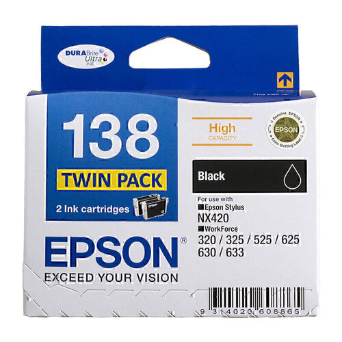 Epson 138 Black Ink Twin Pack - 380 pages (each) 
