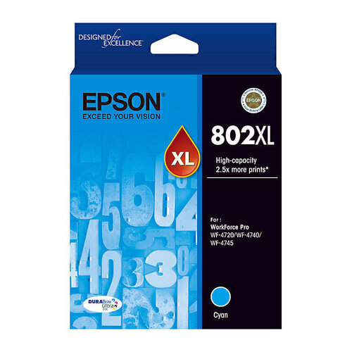 Epson 802XL High Yield Cyan Ink - 1,900 pages