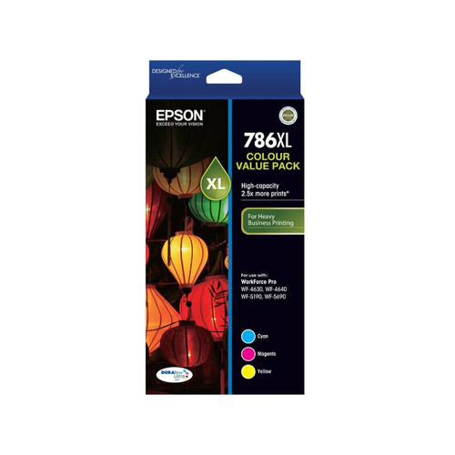 Epson 786XL High Yield 3 Colour Ink Value Pack - Cyan, Magenta & Yellow
