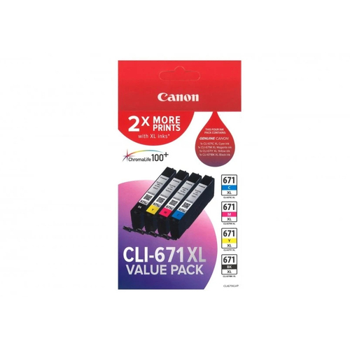 Canon CLI671XL Ink Value Pack - Black, Cyan, Magenta & Yellow