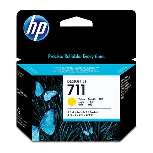 HP #711 Yellow Ink Cartridge 3 Pk - 29ml (each) 