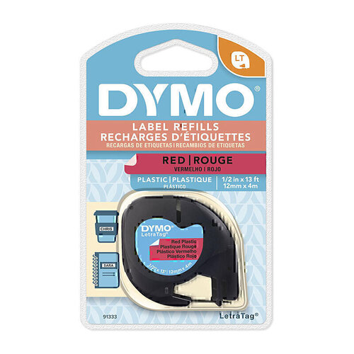 Dymo LT Plastic 12mm x 4m Red