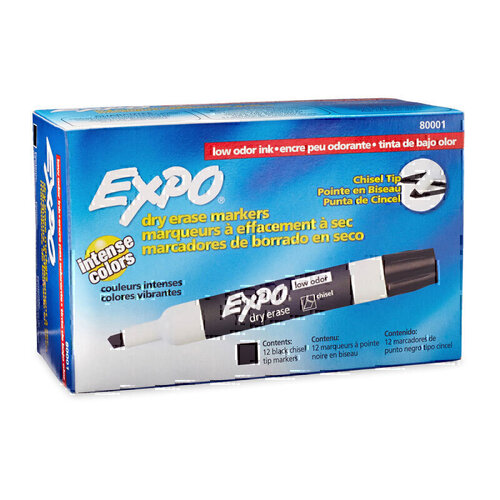 Expo Whiteboard Marker Chisel Black - Box of 12