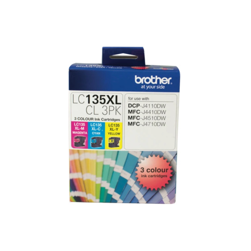 Brother LC135XL High Yield Colour Value Pack - Cyan, Magenta & Yellow  - 1,200 yield (each)