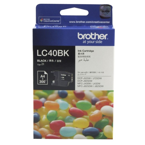 Brother LC40 Black Ink - 300 yield