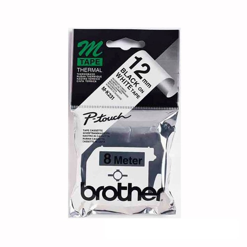 Brother 12mm Black on White - 8 metres 