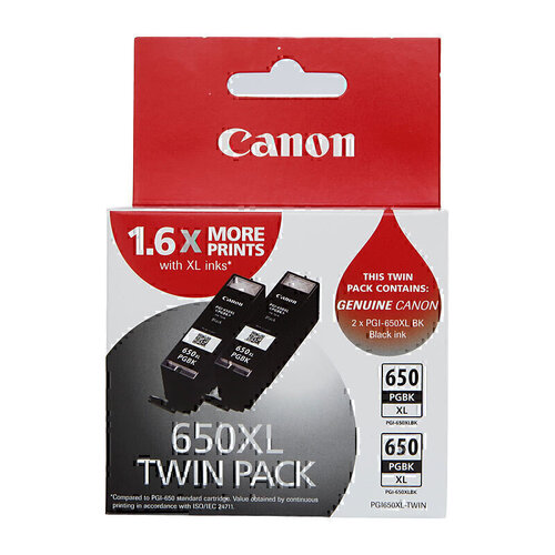 Canon PGI650XL Black Ink Twin Pack - 500 pages (each) 