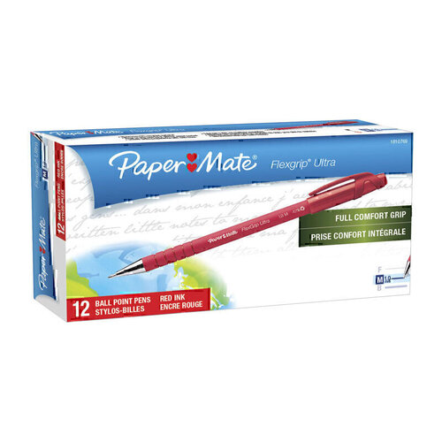 Paper Mate FlexGrip Ball Point 1.0mm Red - Box of 12