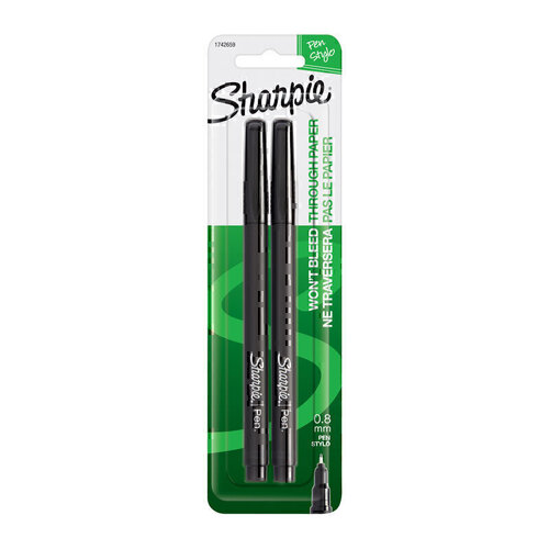 Sharpie Pen Fine Black Pk2 Bx6