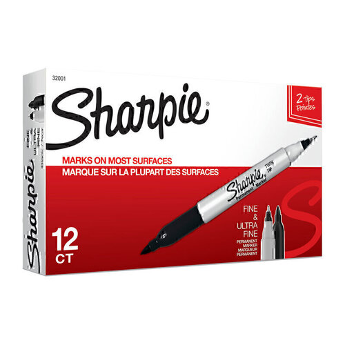 Sharpie Twin Tip Marker Black Bx12